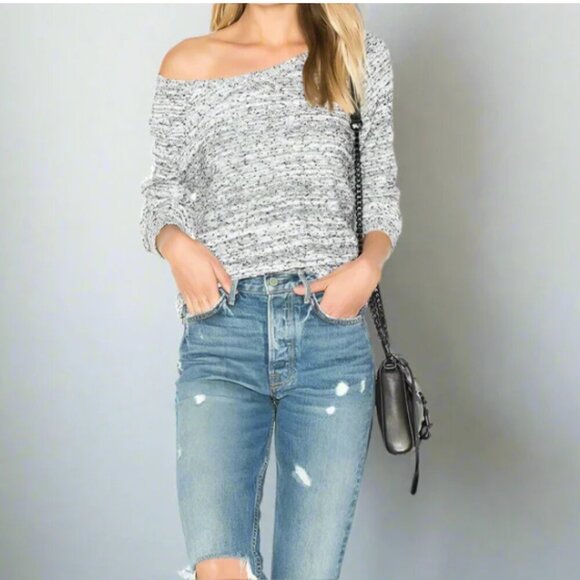 Joie Cotton Linen Sweater Womens Large Blue Crewneck Long Sleeve Knit - Picture 4 of 4